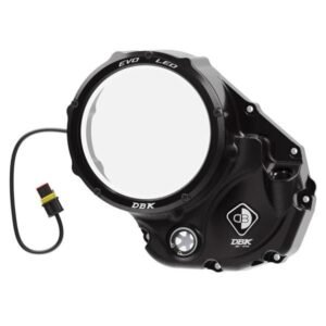 DBK Special Parts -Black LED juoda sankabos dangtelio apsauga – Ducati 848 2008–2010 / Ducati 848 Evo 2011–2013 ir kt.