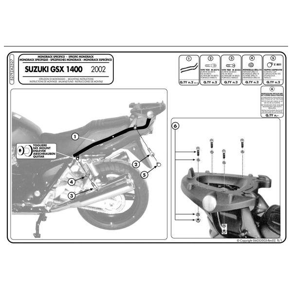 Givi Monokey Monolock galinės dėžės laikiklis – Suzuki GSX 1400 2002–2008