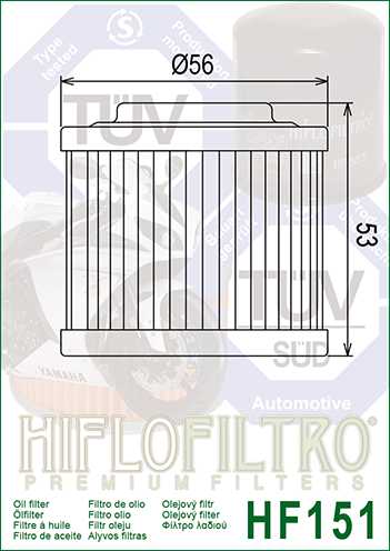 HifloFiltro HF151 alyvos filtro matmenų brėžinys