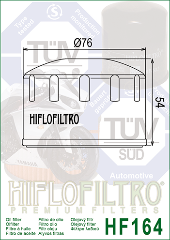 HifloFiltro HF164 alyvos filtro matmenų brėžinys