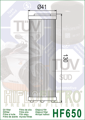 HifloFiltro HF650 alyvos filtro matmenų brėžinys