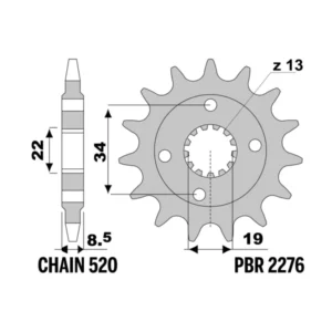 PBR plieninė priekinė žvaigždutė, 16 dantų, 520 – KTM Duke 390 2014–2022