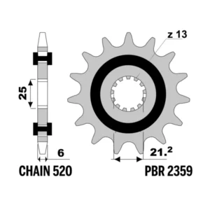 PBR plieninė priekinė žvaigždutė su gumos slopintuvu, 15 dantų, 520 – Moto Morini X-Cape 650 2021–2024