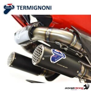 Termignoni D200 RHT juodų titaninių duslintuvų pora (lenktyninė) – Ducati Panigale V4 2018–2022