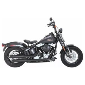 Vance & Hines Twin Slash juodas duslintuvas (lenktyninis) – Harley-Davidson Softail Slim / Softail Slim S / Softail Deluxe