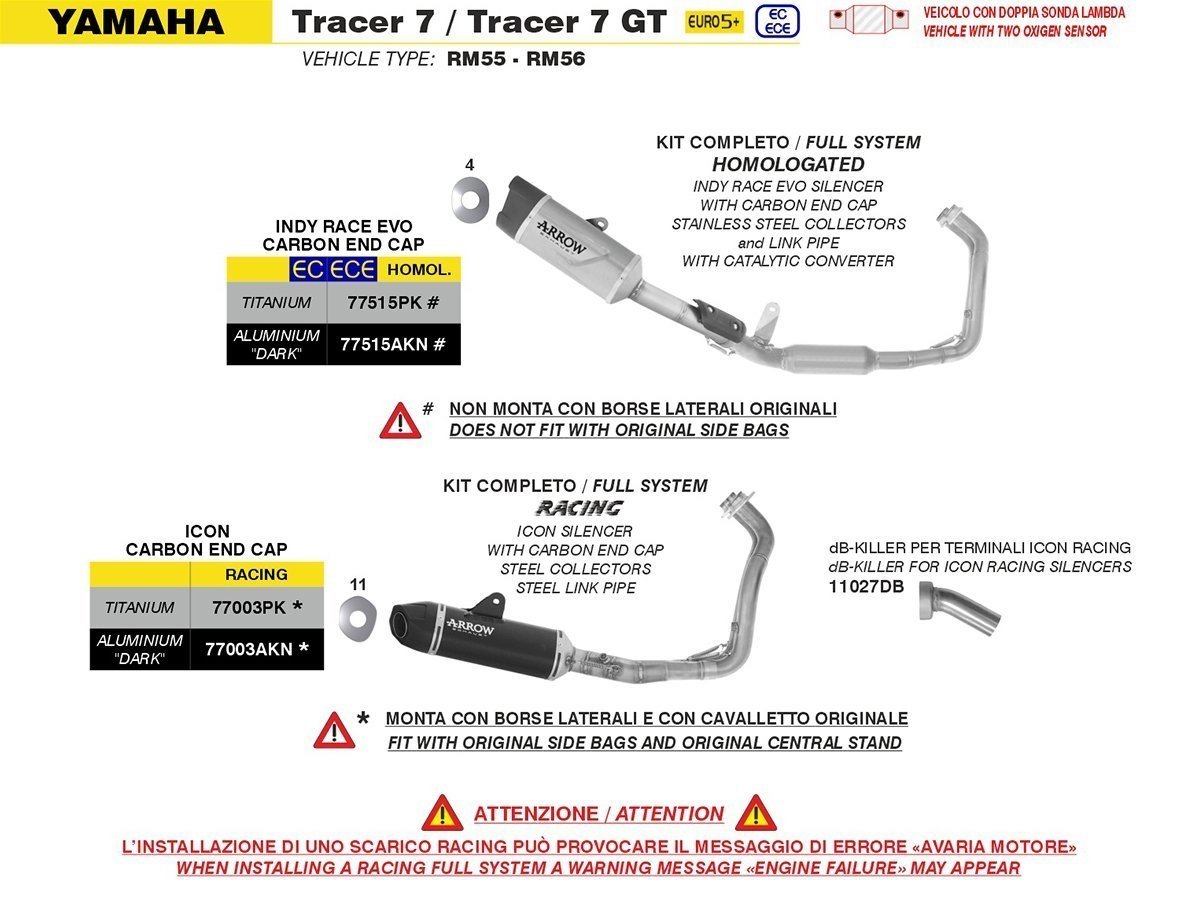 Arrow Indy Race Evo titaninė pilna išmetimo sistema – Yamaha Tracer 7 / GT 2025–2026 – nuotrauka 3