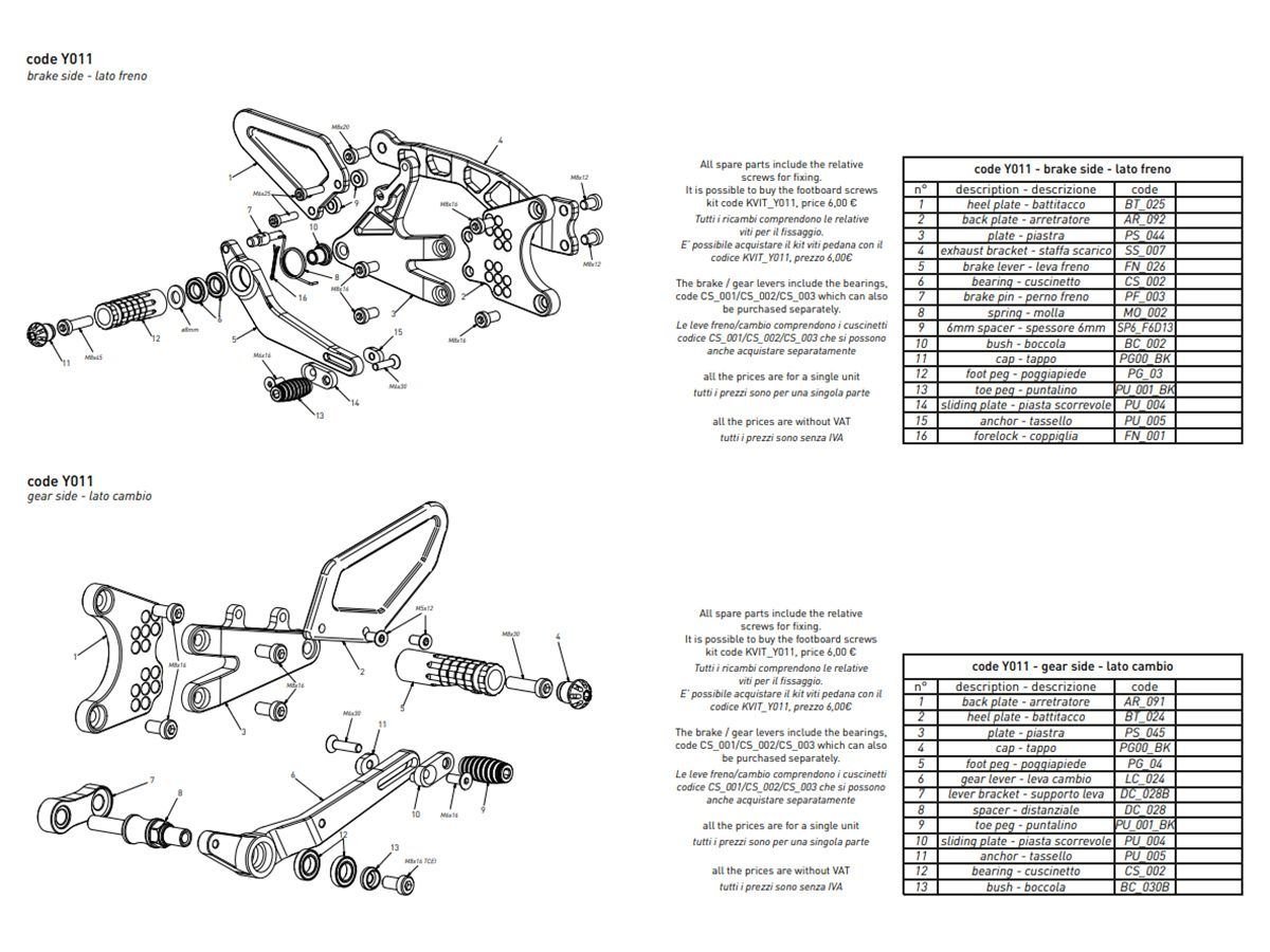 Bonamici Racing reguliuojamas kojelių komplektas su Akrapovic duslintuvo laikikliu – Yamaha R1 / M 2015–2025 – nuotrauka 2