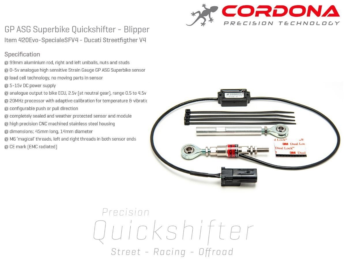 Cordona quickshifterio komplektas su auto-blipper – Ducati Panigale V2 2020–2024 / Ducati Panigale V4 2018–2024 – nuotrauka 2