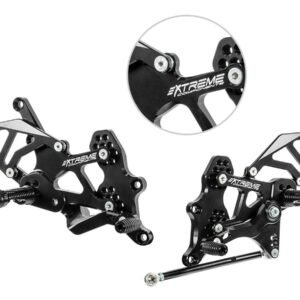 Extreme Components juodas kojelių komplektas su reversiniu / standartiniu perjungimu – Yamaha R3 2015–2022