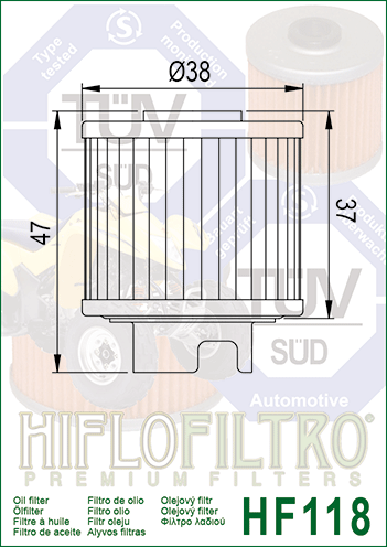 HifloFiltro HF118 alyvos filtras – Honda CB 50 R JAV versija 2004 - Image 2