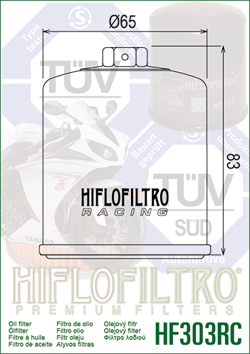 HifloFiltro HF303RC RC serijos alyvos filtras – Kawasaki motociklams - Image 2