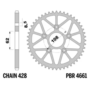 PBR aliumininė galinė žvaigždė 56 dantų, Valenti N01 50