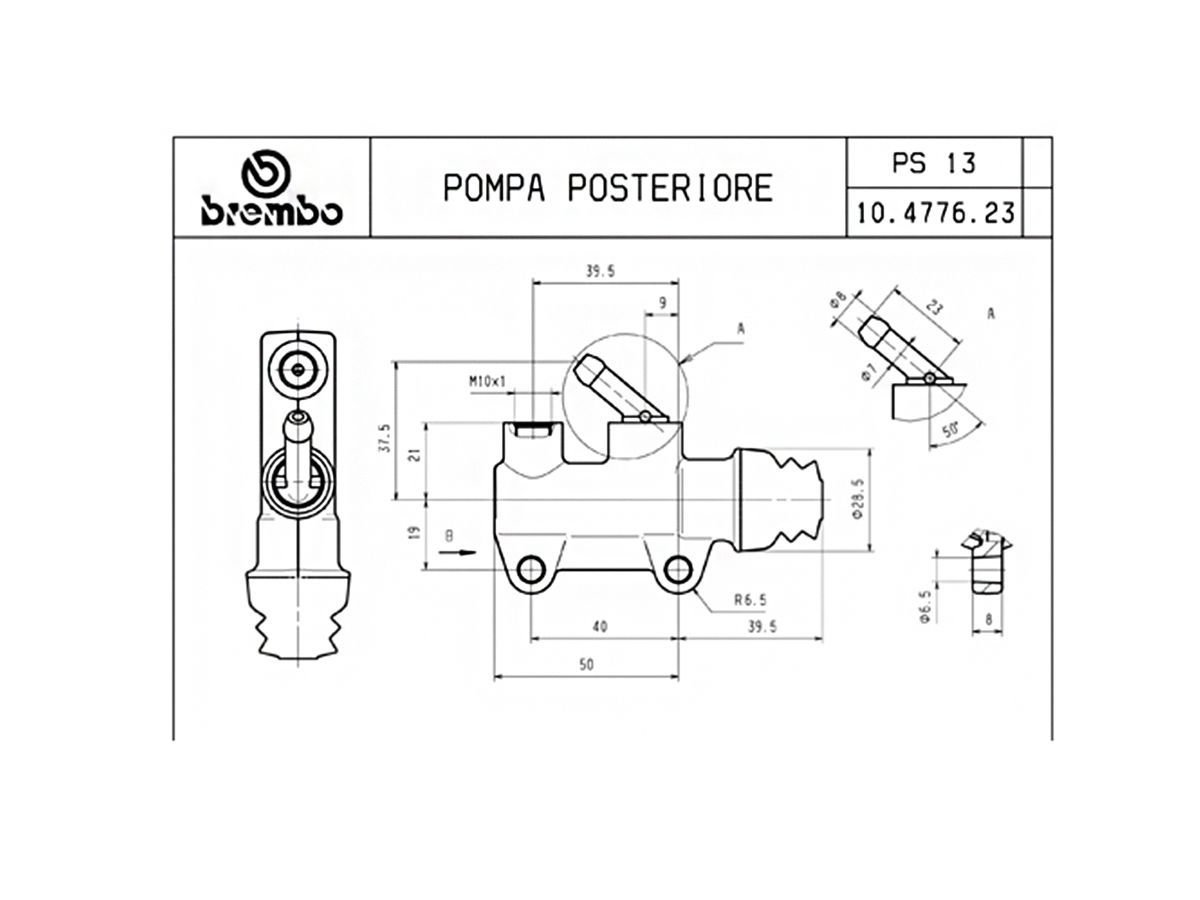 Brembo Racing PS13B galinė stabdžių pompa, juoda – nuotrauka