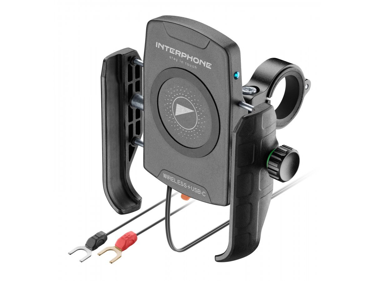 Interphone telefono laikiklis su 15 W belaidžiu įkrovimu ir USB-C